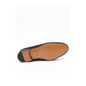 sole-view - Men's Blue Suede Moccasin Loafers with Tassels
