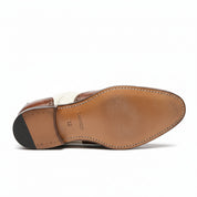 sole-view - Men's Brown and White Leather Brogue Dress Shoes