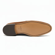 sole-view - Men's Brown Cow Leather & Suede Penny Loafers