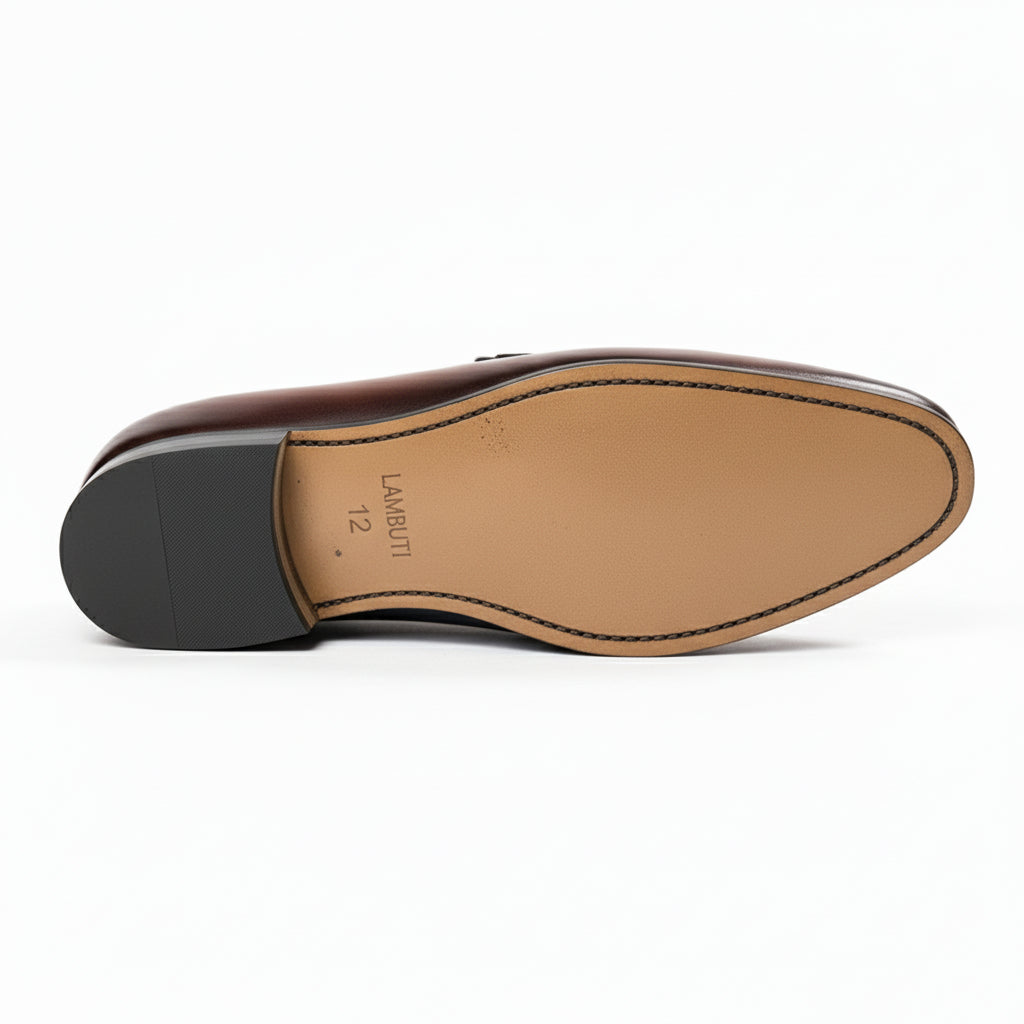 sole-view - Men's Brown Italian Leather Tassel Loafers