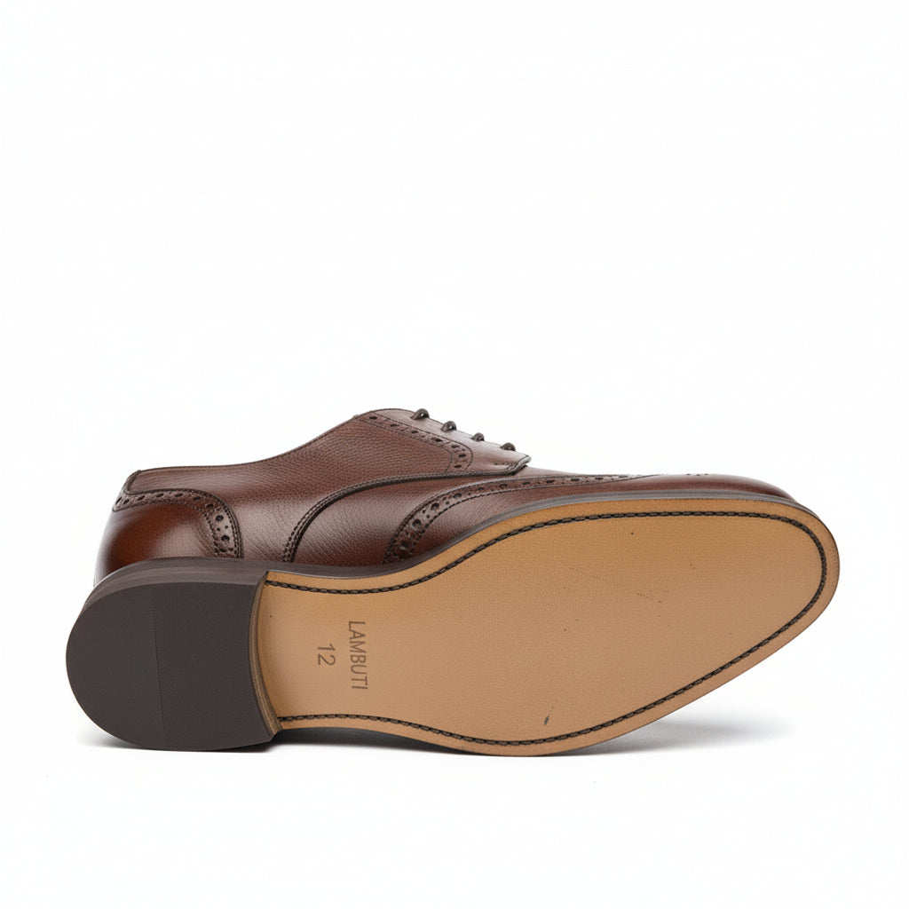 sole-view - Men's Brown Leather Brogue Dress Shoes