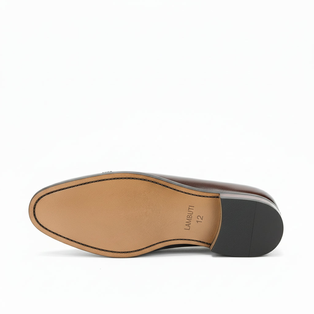 sole-view - Men's Brown Leather Brogue Loafers