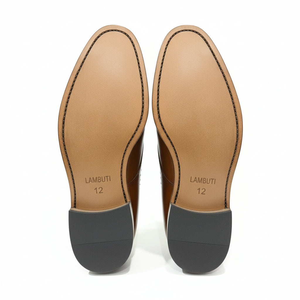 sole-view - Men's Brown Leather Cap Toe Shoes