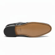 sole-view - Men's Brown Leather Crocodile-Pattern Oxfords