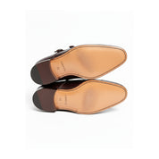 sole-view - Men's Brown Leather Double Buckle Oxford Dress Shoes