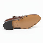 sole-view - Men's Brown Leather Double Buckle Oxford Shoes