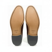 sole-view - Men's Brown Leather Double Buckle Penny Loafers