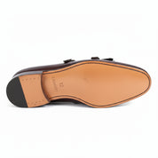 sole-view - Men's Brown Leather Double Monk Shoes