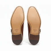 Men's Brown Leather Double Monk Strap Dress Shoes - sole-view