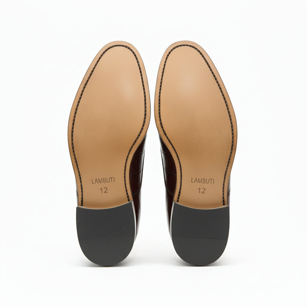 sole-view - Men's Brown Leather Double Monk Strap Shoes