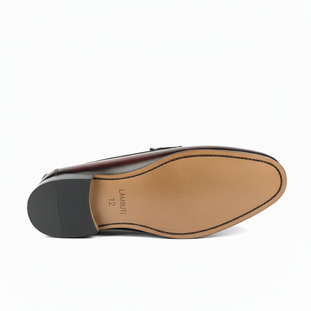 Men's Brown Leather Driving Shoes - sole-view