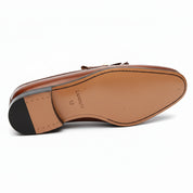 sole-view - Men's Brown Leather Fringe Moccasins