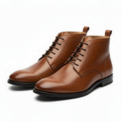 sole-view - Men's Brown Leather Lace-Up Ankle Boots