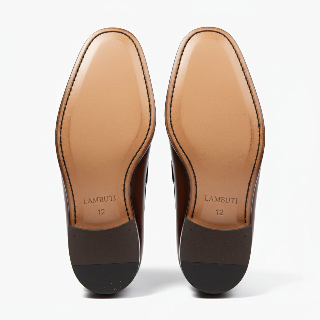 sole-view - Men's Brown Leather Loafer Shoes