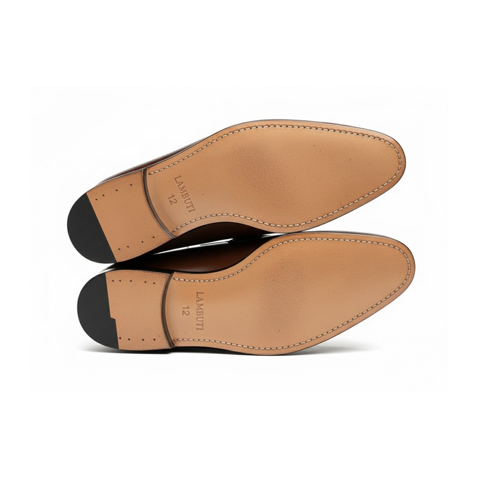 sole-view - Men's Brown Leather Moccasins with Crocodile Embossing