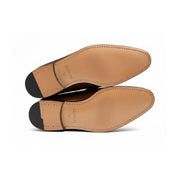 sole-view - Men's Brown Leather Moccasins with Crocodile Embossing