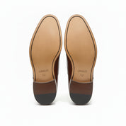 sole-view - Men's Brown Leather Monk Strap Dress Shoes