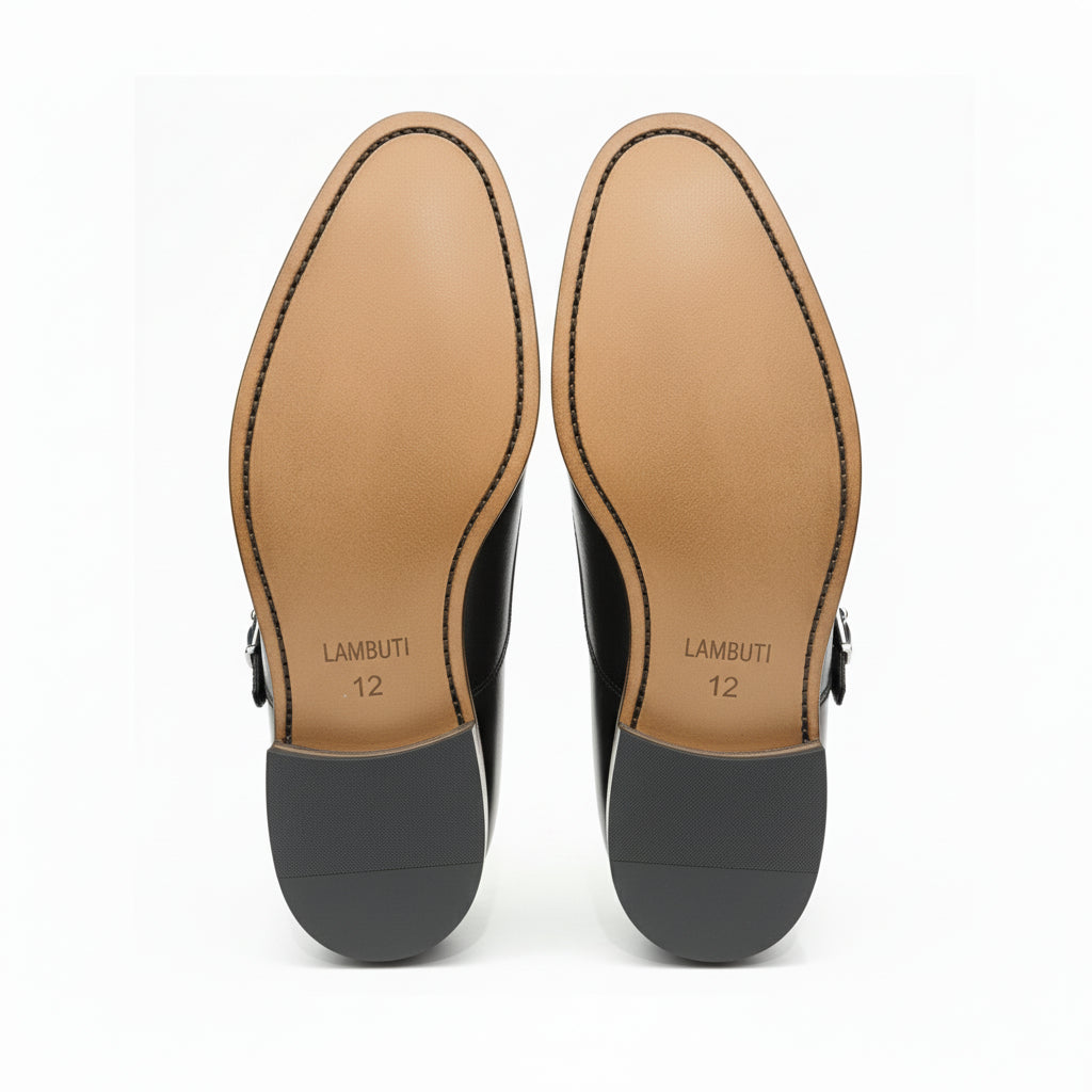 sole-view - Men's Brown Leather Monk Strap Shoes