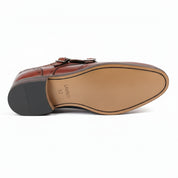 sole-view - Men's Brown Leather Monk Strap Shoes