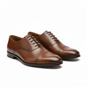 sole-view - Men's Brown Leather Oxford Dress Shoes with Lace-Up