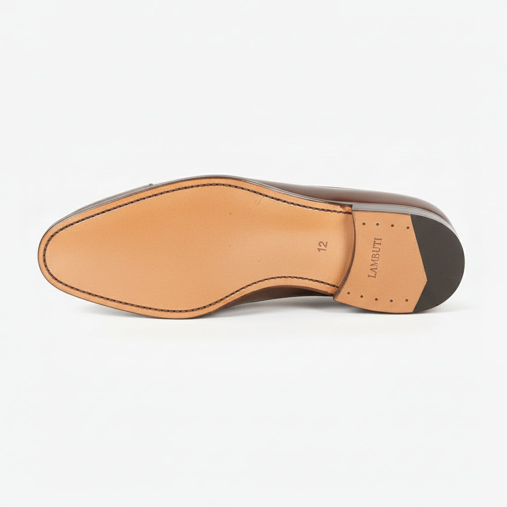 Men's Brown Leather Oxford Shoes - sole-view