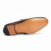 sole-view - Men's Brown Leather Penny Loafer Shoes