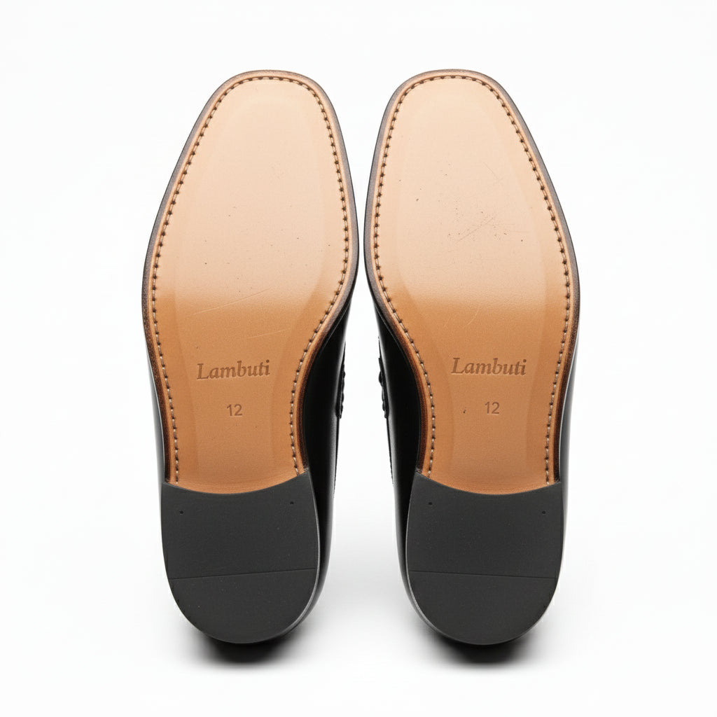 sole-view - Men's Brown Leather Penny Loafer Shoes