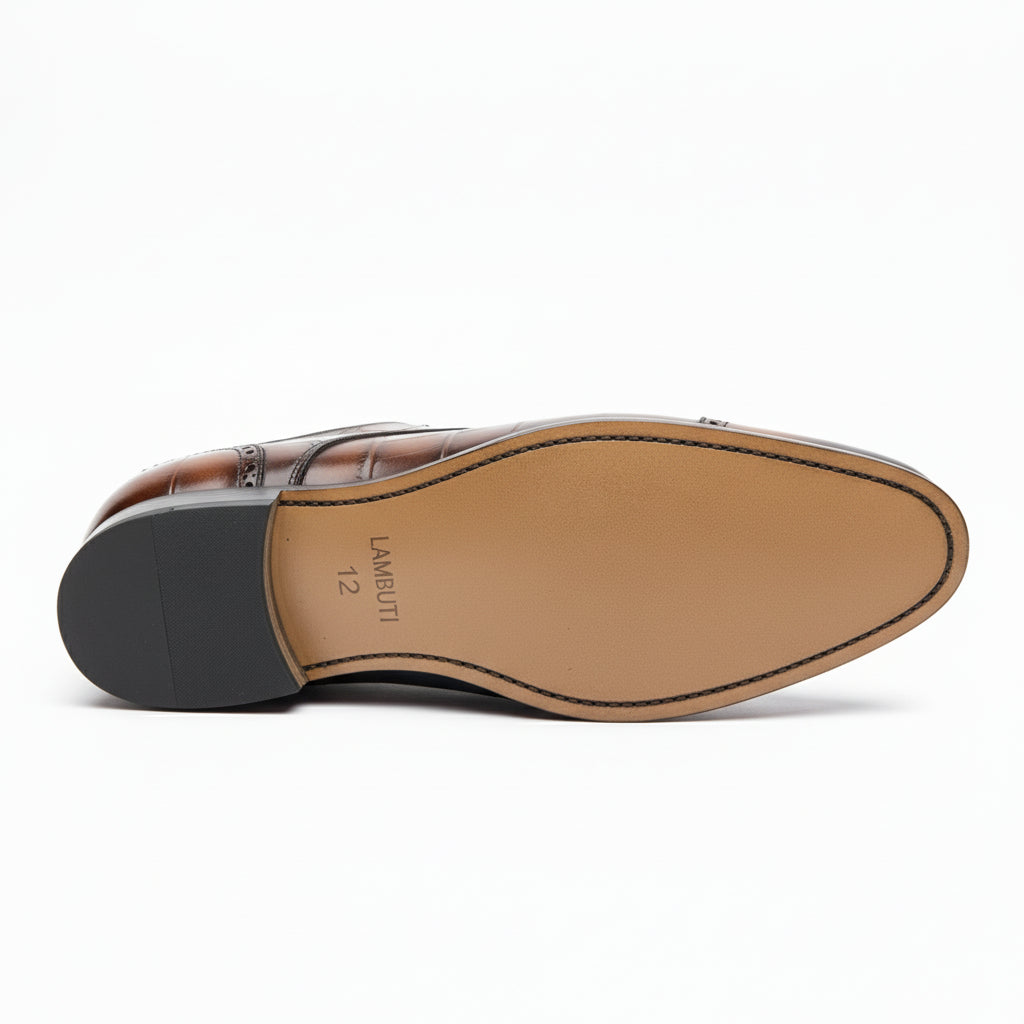 sole-view - Men's Brown Leather Square Toe Dress Shoes
