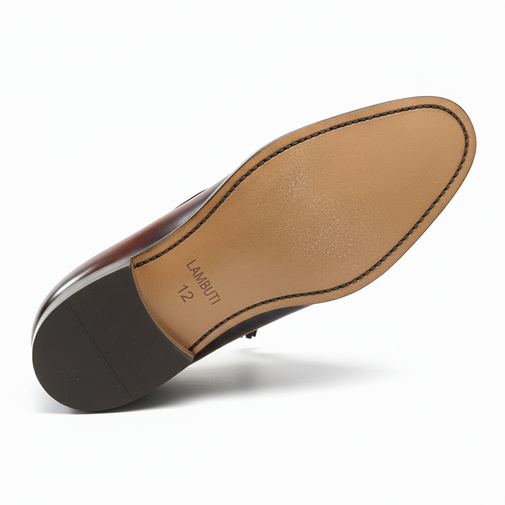 sole-view - Men's Brown Leather Tassel Loafers
