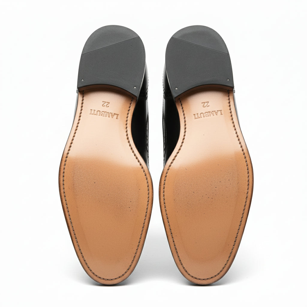 sole-view - Men's Brown Leather Wingtip Loafers