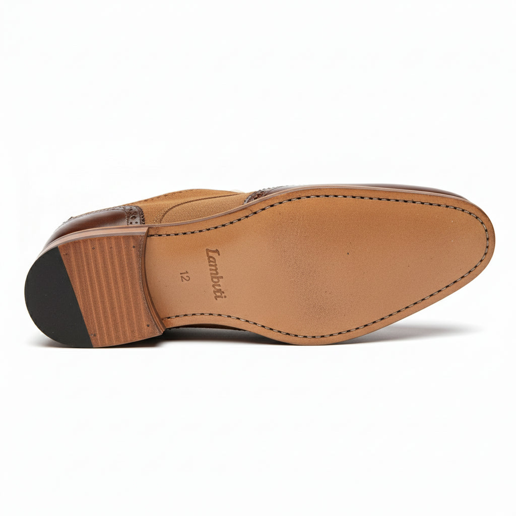 sole-view - Men's Brown Leather Wingtip Oxford Shoes
