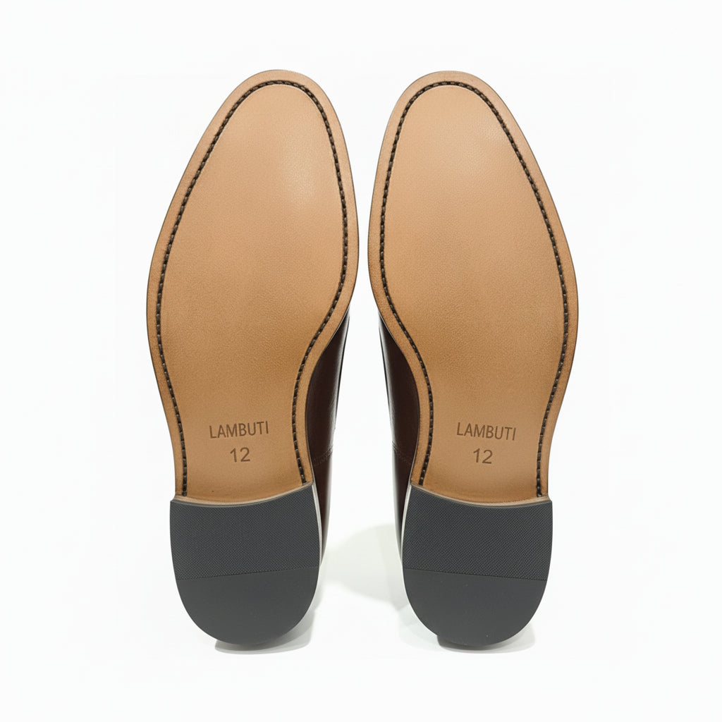 sole-view - Men's Brown Leather Wingtip Oxfords