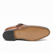 Men's Brown Monk Strap Leather Dress Shoes - sole-view