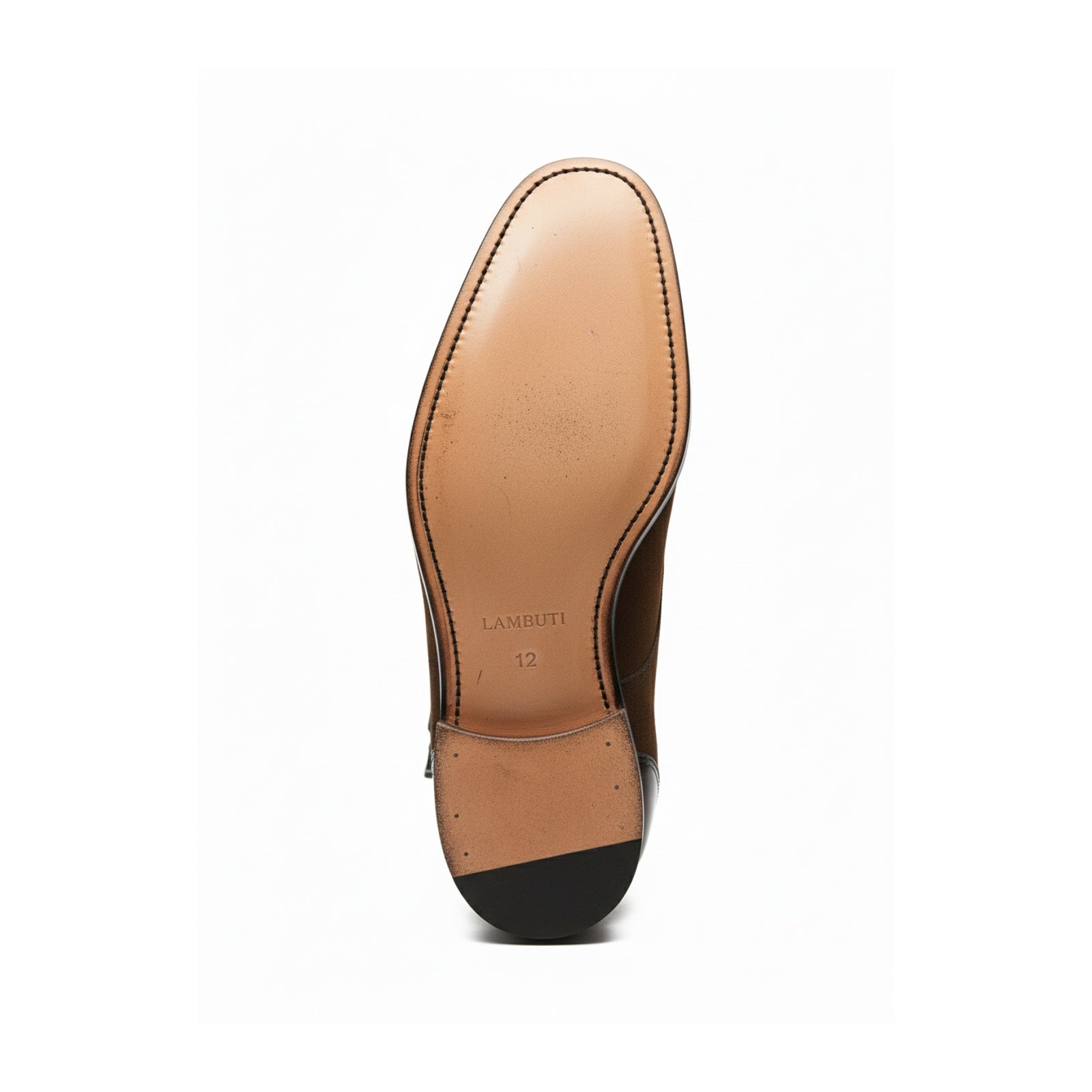 sole-view - Men's Brown Suede Ankle Boots with Cap Toe