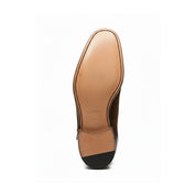 sole-view - Men's Brown Suede Ankle Boots with Cap Toe