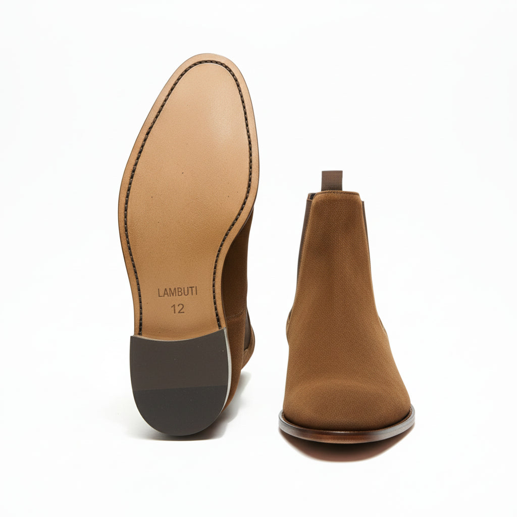 sole-view - Men's Brown Suede Chelsea Ankle Boots