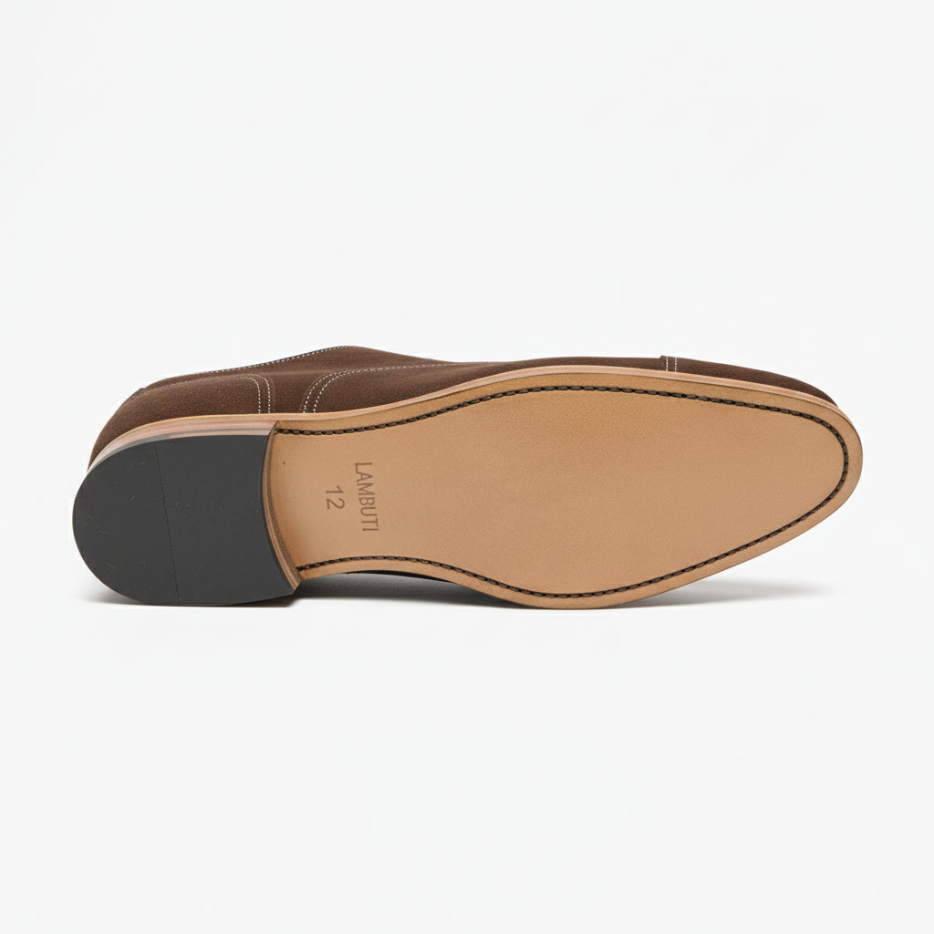 sole-view - Men's Brown Suede Leather Dress Shoes