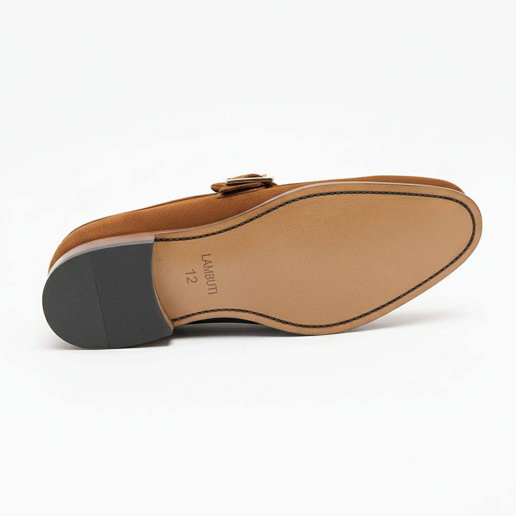 sole-view - Men's Brown Suede Moccasin Dress Shoes