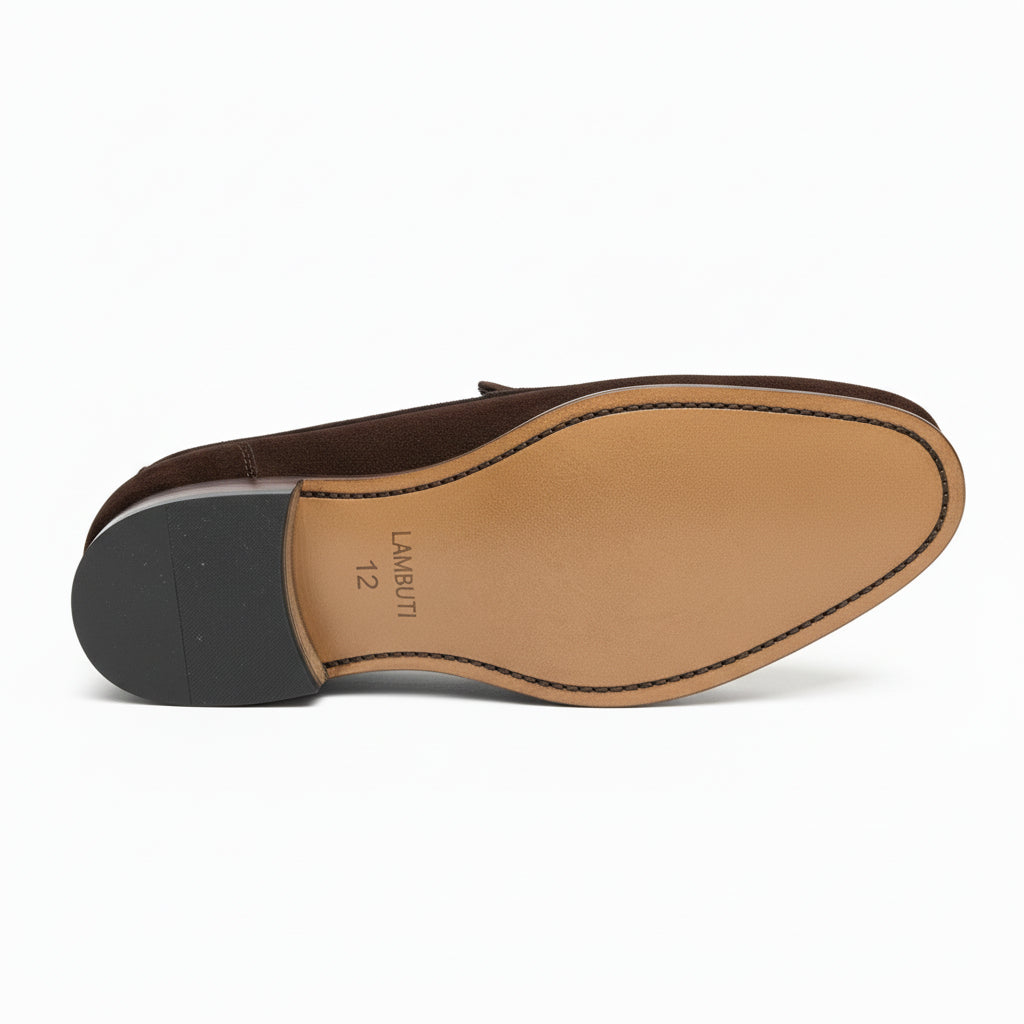 sole-view - Men's Brown Suede Moccasin Loafers
