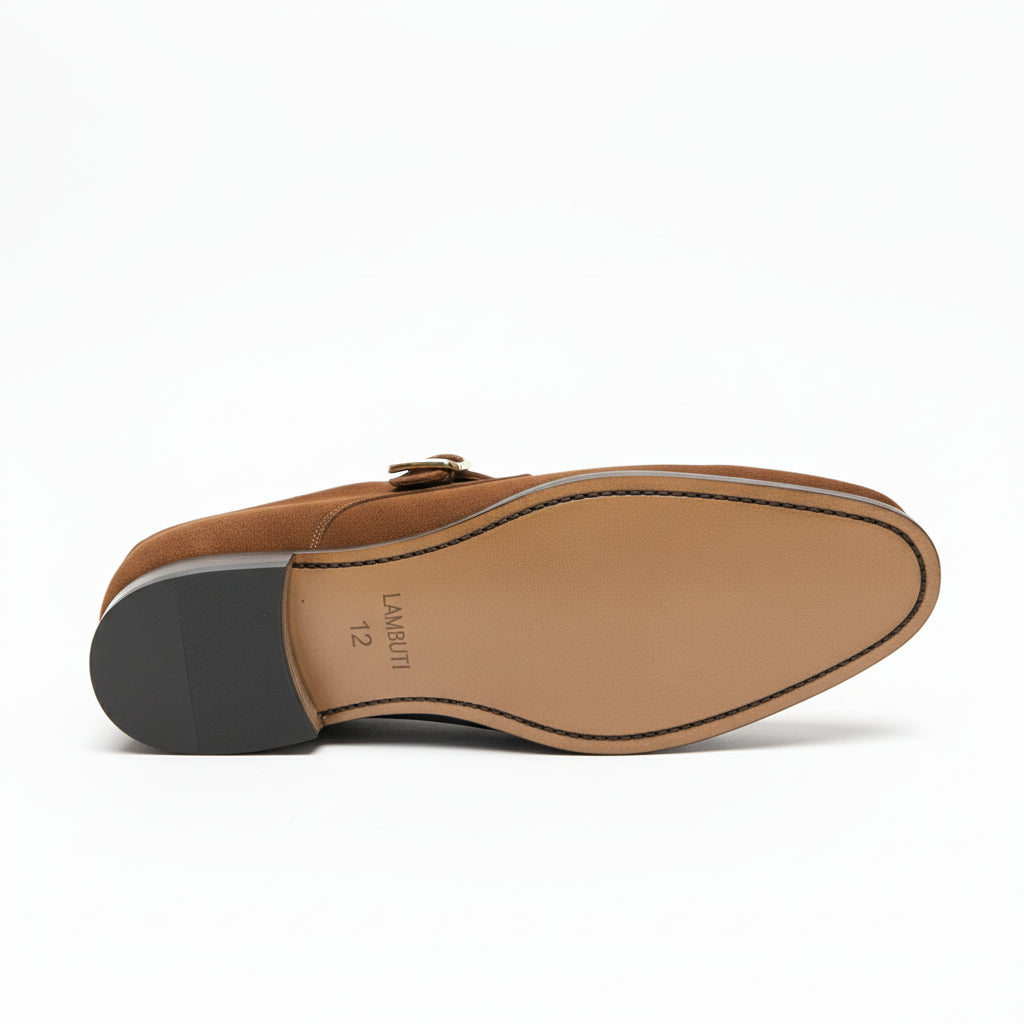 Men's Brown Suede Moccasin Shoes - sole-view