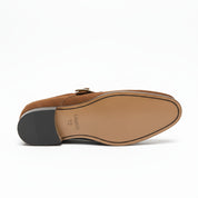 Men's Brown Suede Moccasin Shoes - sole-view