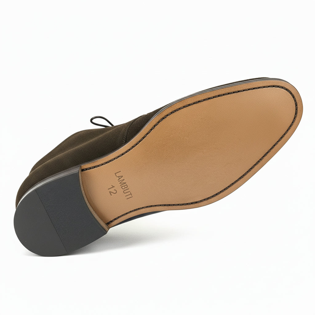 Men's Brown Suede Oxford Dress Shoes - sole-view