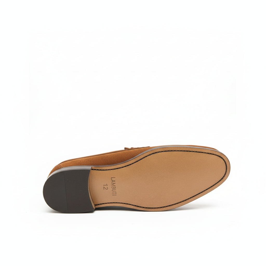 sole-view - Men's Brown Suede Penny Loafer Moccasins