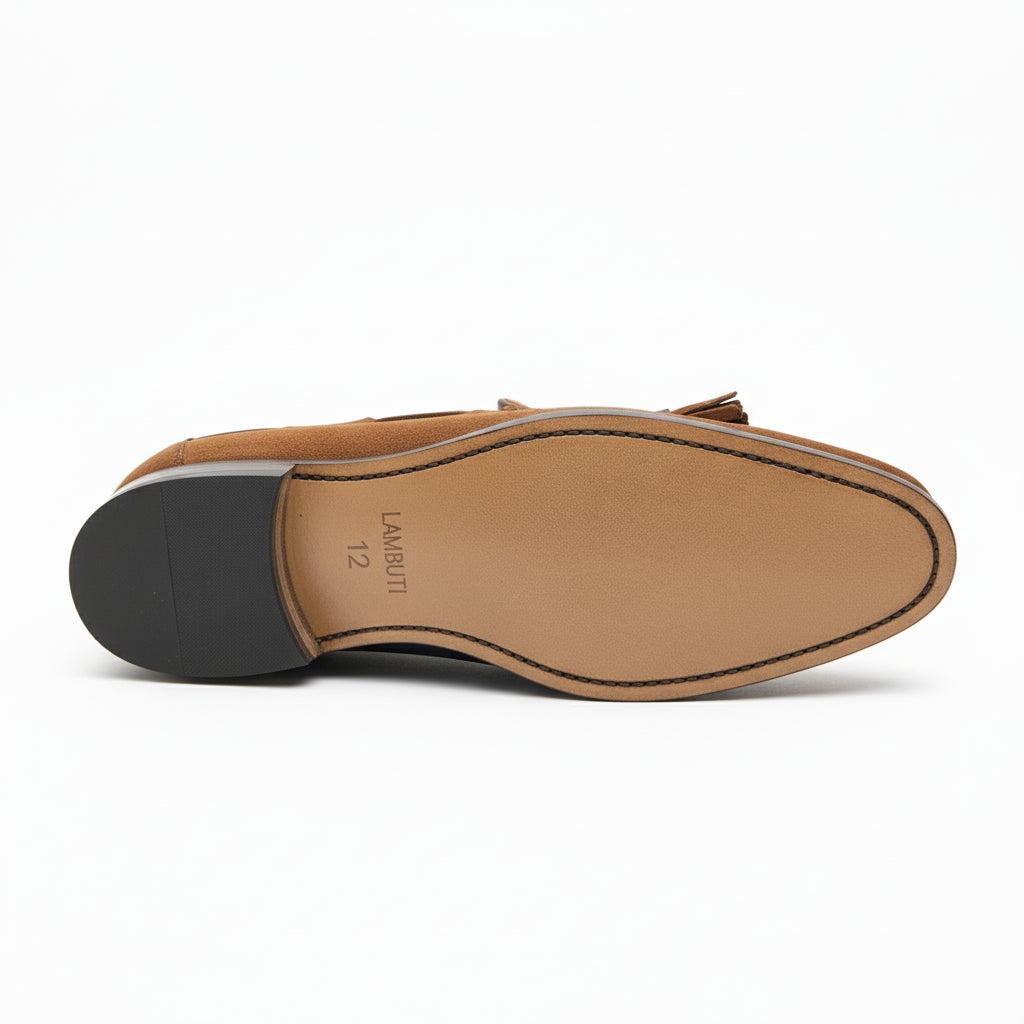 sole-view - Men's Brown Suede Tassel Moccasins