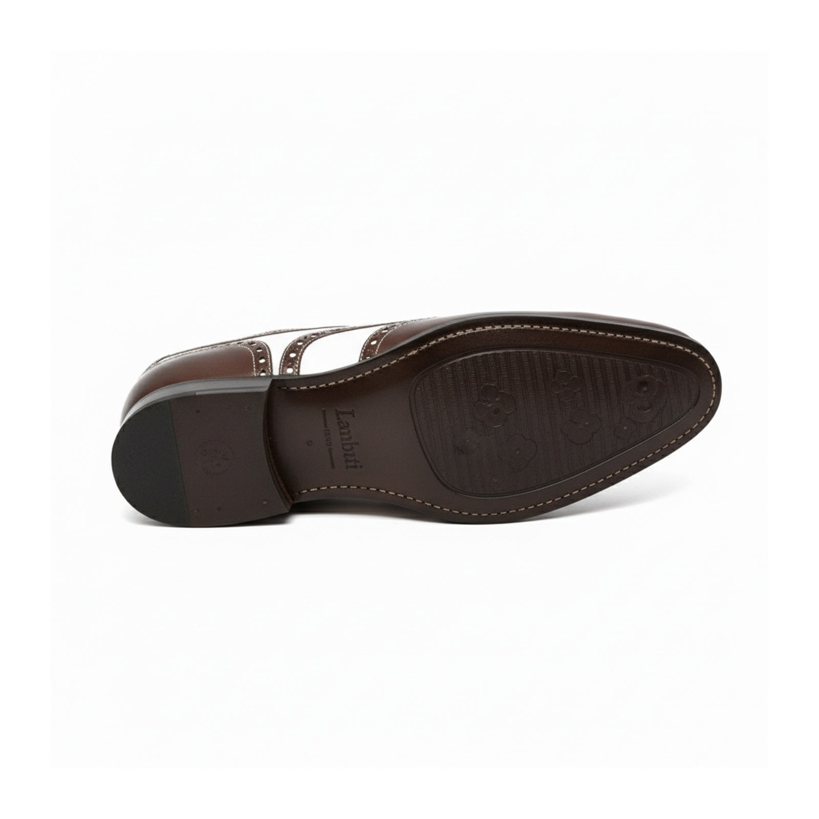 sole-view - Men's Brown & White Leather Spectator Shoes