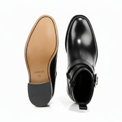 sole-view - Men's Buckle Ankle Boots in Genuine Cow Leather