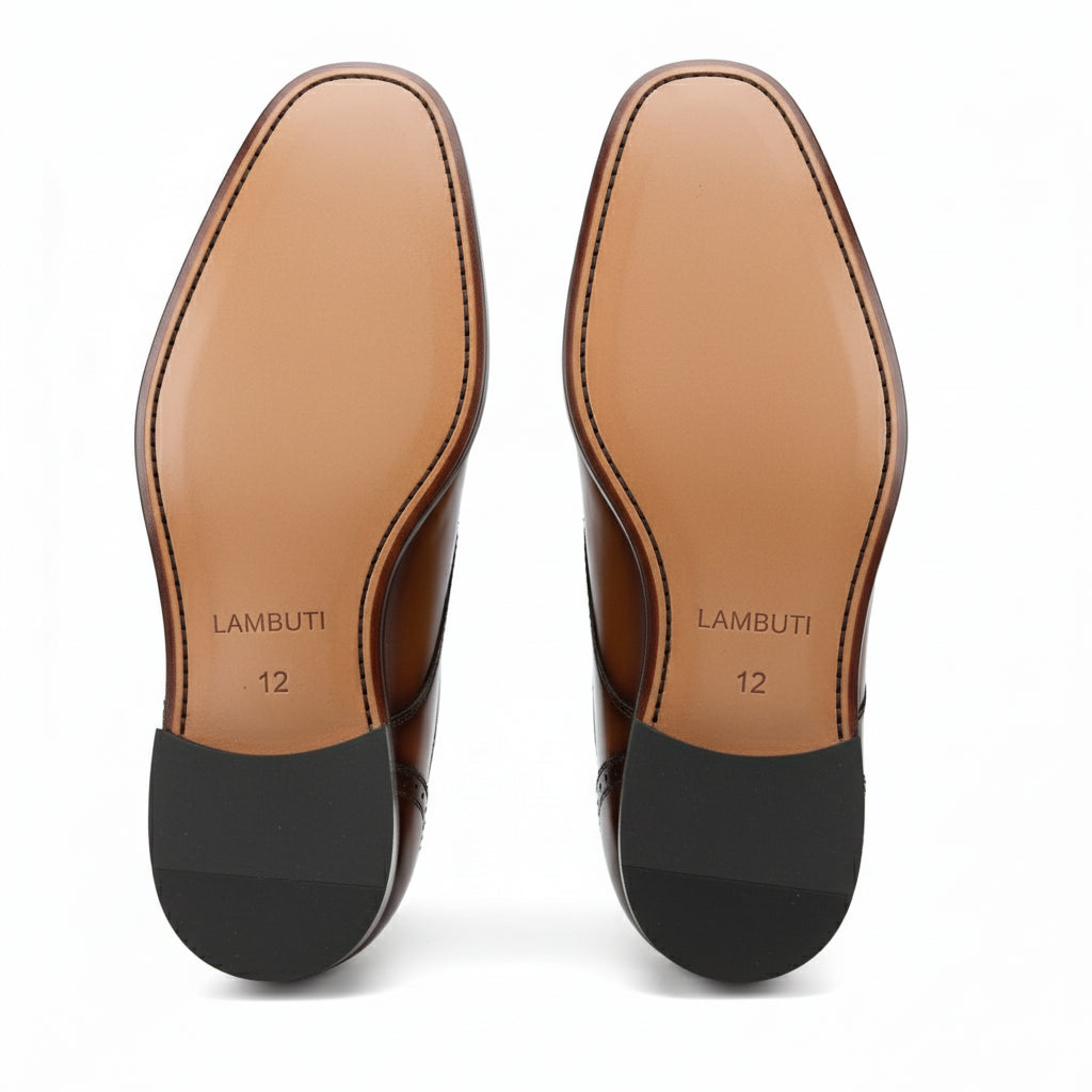 sole-view - Men's Cap-toe Leather Oxfords in Brown