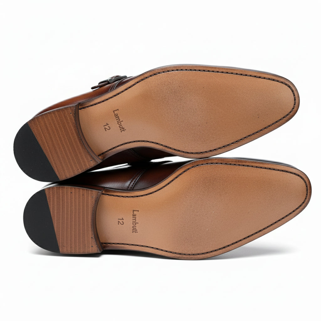 sole-view - Men's Cow Leather Monk-Strap Dress Shoes