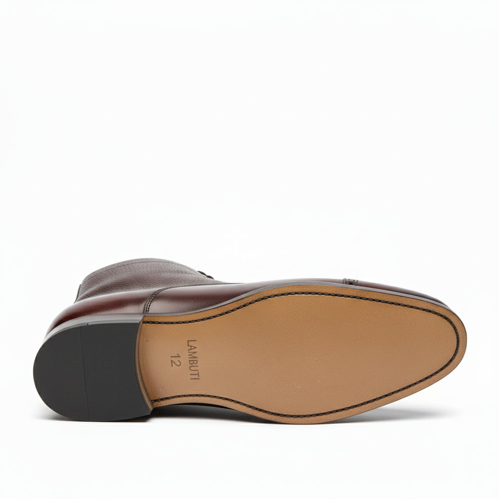 sole-view - Men's Dark Brown Leather Cap Toe Ankle Boots