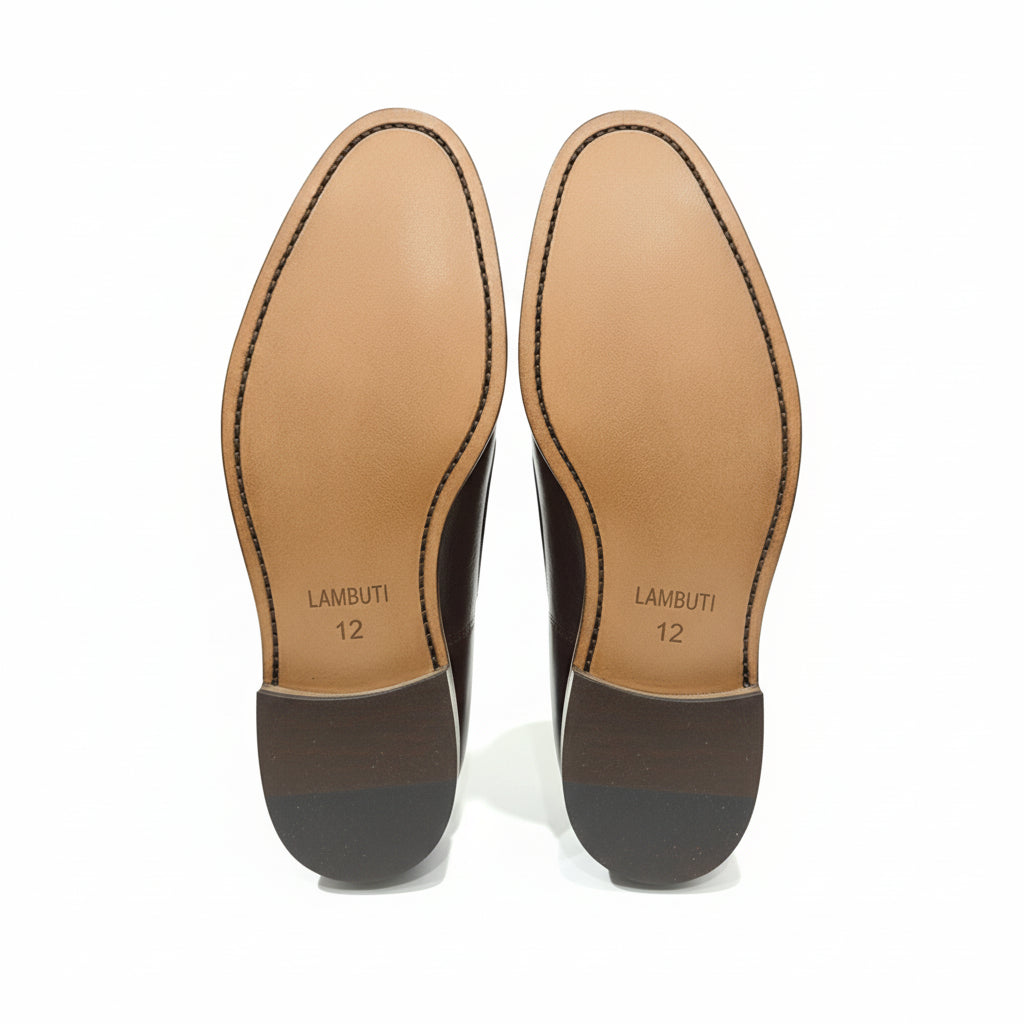 sole-view - Men's Dark Brown Leather Oxford Dress Shoes